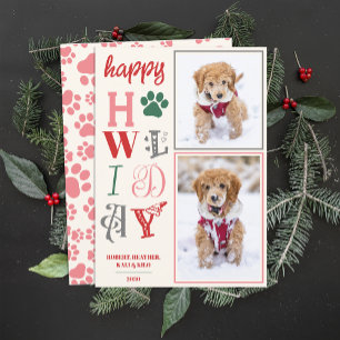 Cartes Pour Fêtes Annuelles Joyeux Howlidays Photo personnalisé de chien pour 