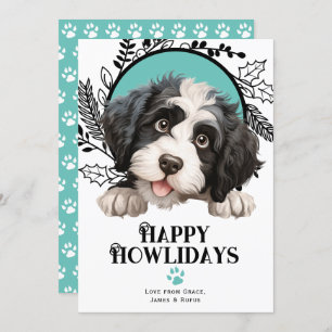 Cartes Pour Fêtes Annuelles Joyeux Howlidays Portugais Water Dog Noël