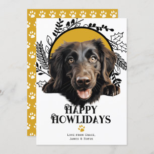 Cartes Pour Fêtes Annuelles Joyeux Howlidays Retriever à revêtement plat Noël