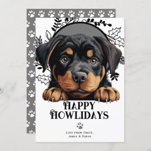 Cartes Pour Fêtes Annuelles Joyeux Howlidays Rottweiler Chien Noël