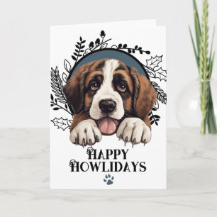 Cartes Pour Fêtes Annuelles Joyeux Howlidays Saint Bernard Chien Noël