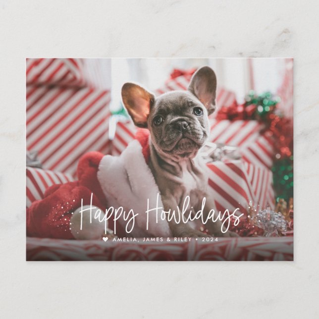 Cartes Pour Fêtes Annuelles Joyeux Howlidays Single Photo Pet Christmas (Devant)