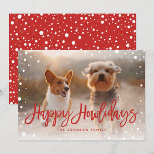 Cartes Pour Fêtes Annuelles Joyeux Howlidays Snow Red   Photo de Noël pour ani