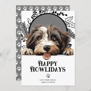 Cartes Pour Fêtes Annuelles Joyeux Howlidays Tibétain Terrier Chien Noël