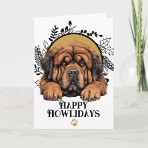 Cartes Pour Fêtes Annuelles Joyeux Howlidays Tibetan Mastiff Chien Noël