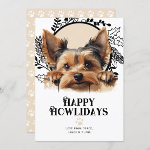 Cartes Pour Fêtes Annuelles Joyeux Howlidays Yorkshire Terrier Chien Noël