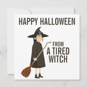 Cartes Pour Fêtes Annuelles Joyeux humour d'Halloween Sorcière noir et blanc