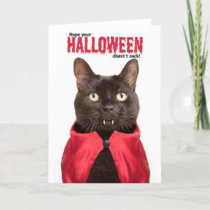 Cartes Pour Fêtes Annuelles Joyeux Humour du chat vampire d'Halloween