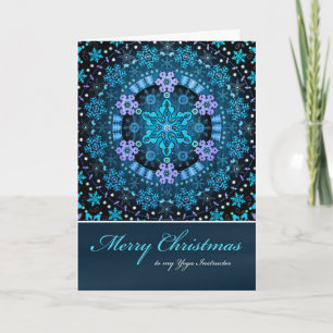 Cartes Pour Fêtes Annuelles Joyeux instructeur de yoga de Noël, Snowflakes Boh