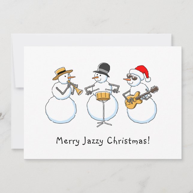 Cartes Pour Fêtes Annuelles Joyeux Jazzy Noël Drôle Snowman Jazzband (Devant)