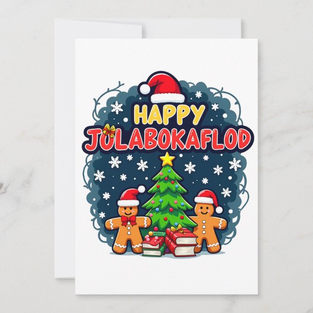 Cartes Pour Fêtes Annuelles Joyeux Jolabokaflod Famille Célébration Cadeau (Devant)