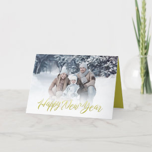 Cartes Pour Fêtes Annuelles Joyeux Jour de l'année Script Calligraphie Or 1 Ph