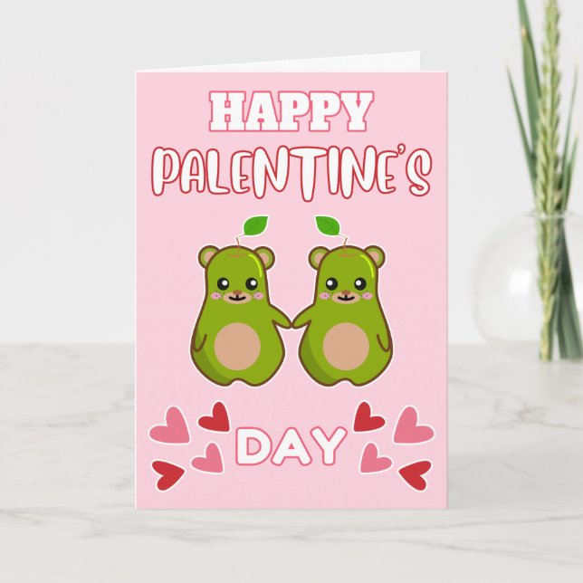 Cartes Pour Fêtes Annuelles JOYEUX JOUR DE PALENTINE mignonne Pear Bear Pair (Devant)