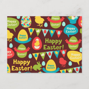 Cartes Pour Fêtes Annuelles Joyeux jour de Pâques - Lapin Motif Et Oeufs Pâque