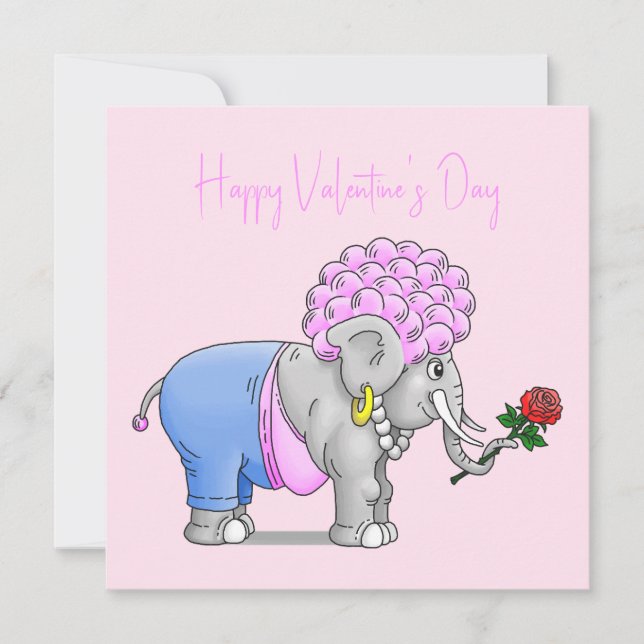 Cartes Pour Fêtes Annuelles Joyeux jour des Valentines des éléphants (Devant)