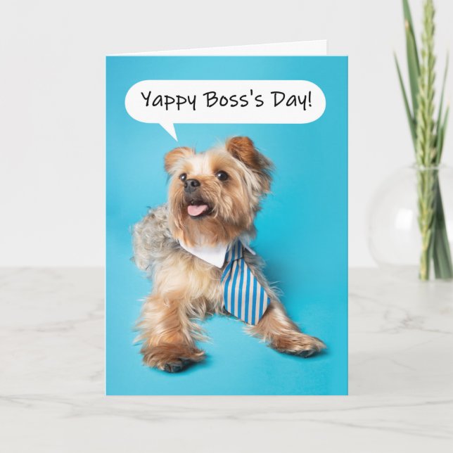 Cartes Pour Fêtes Annuelles Joyeux Jour du Patron Yappy Yorkie Chien Humour (Devant)