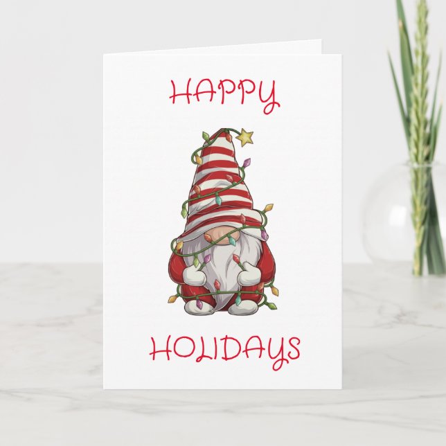 CARTES POUR FÊTES ANNUELLES JOYEUX JOURS DE VACANCES À "VOUS" DE FESTIVE GNOME (Devant)