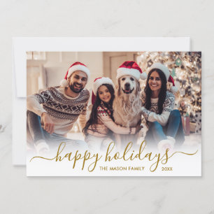 Cartes Pour Fêtes Annuelles Joyeux Jours d'or Script 2 Photo Noël