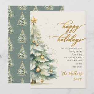 Cartes Pour Fêtes Annuelles Joyeux Jours d'or Script Arbre de Noël