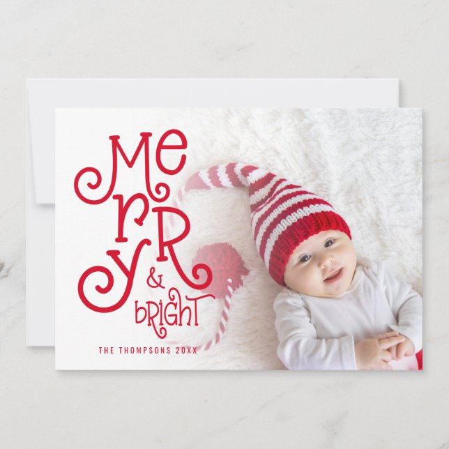 Cartes Pour Fêtes Annuelles Joyeux Joyeux Bright Photo Overlay Noël (Devant)