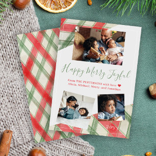 Cartes Pour Fêtes Annuelles Joyeux Joyeux collage de famille de Noël moderne