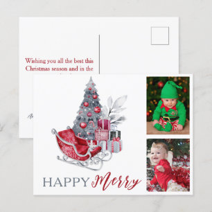 Cartes Pour Fêtes Annuelles Joyeux Joyeux Enfants Famille Photo Noël