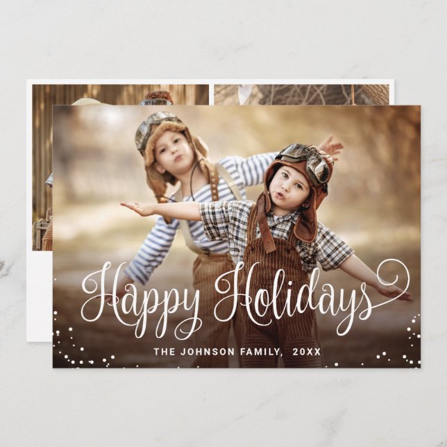 Cartes Pour Fêtes Annuelles Joyeux Joyeux Jours 3 PHOTO Noël Salutation (Devant / Derrière)