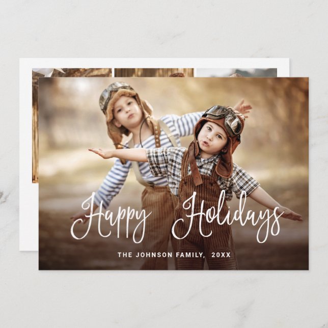 Cartes Pour Fêtes Annuelles Joyeux Joyeux Jours 4 PHOTO Noël Salutation (Devant / Derrière)