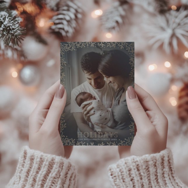 Cartes Pour Fêtes Annuelles Joyeux Joyeux Jours d'or feuille & photo Noël (Créateur téléchargé)