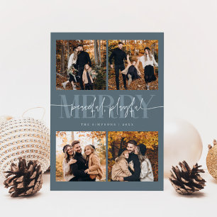 Cartes Pour Fêtes Annuelles Joyeux Joyeux Joyeux Ardoise Bleu Photo de Noël