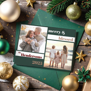 Cartes Pour Fêtes Annuelles Joyeux Joyeux Joyeux Bénie Famille de Noël Photo V