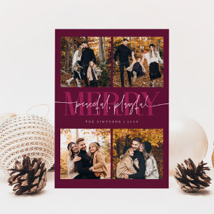 Cartes Pour Fêtes Annuelles Joyeux Joyeux Joyeux Canneberge Photo de Noël