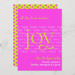 Cartes Pour Fêtes Annuelles Joyeux Joyeux Joyeux Joyeux Joyeux Rose Chaud