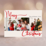 Cartes Pour Fêtes Annuelles Joyeux Joyeux Noël année en examen 3 Photo<br><div class="desc">Célébrez la saison avec ce script rouge festif Joyeux Noël année en revue 3 carte de vacances photo avec une touche de charme élégant. Le design chic présente une palette de couleurs simples rouge et blanc, évoquant l'esprit cosy de l'hiver. Son attrait moderne et unique et sa formulation rustique créent...</div>