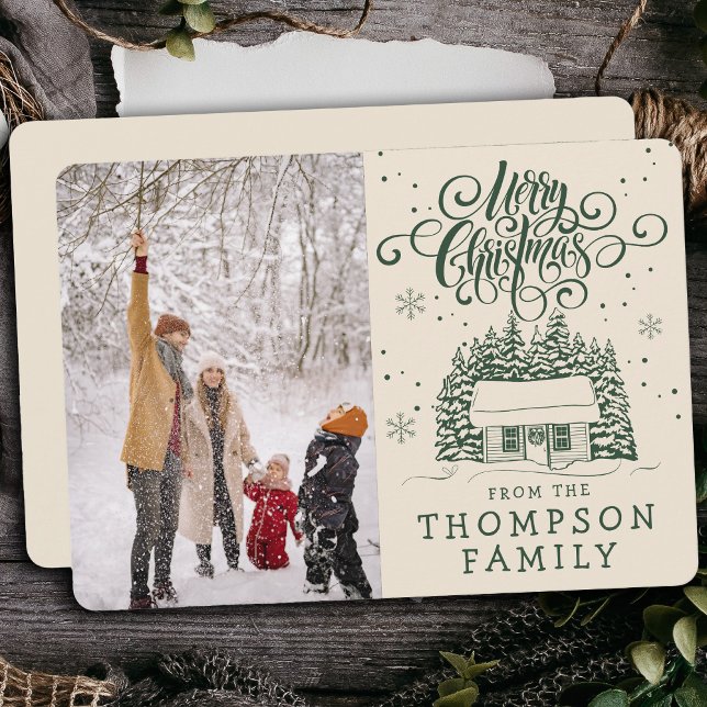 Cartes Pour Fêtes Annuelles Joyeux Joyeux Noël Arbre de Noël moderne Typograph (Créateur téléchargé)