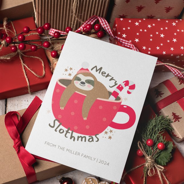 Cartes Pour Fêtes Annuelles Joyeux Joyeux Slothmas Slog Noël en Mug (Créateur téléchargé)