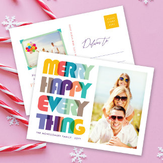 Cartes Pour Fêtes Annuelles Joyeux Joyeux Tout Colorful Typographie Photo