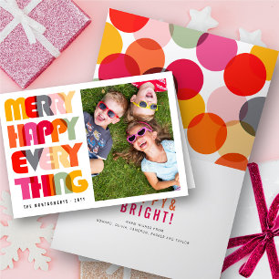 Cartes Pour Fêtes Annuelles Joyeux Joyeux Tout Colorful Typographie Photo