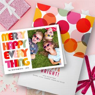 Cartes Pour Fêtes Annuelles Joyeux Joyeux Tout Colorful Typographie Photo