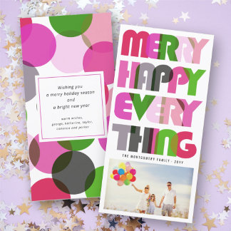 Cartes Pour Fêtes Annuelles Joyeux Joyeux Tout Colorful Typographie Photo