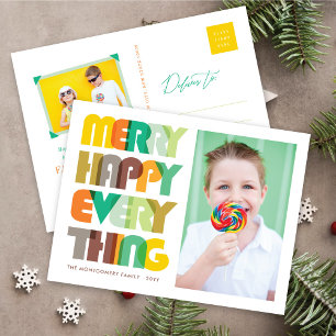 Cartes Pour Fêtes Annuelles Joyeux Joyeux Tout Colorful Typographie Photo