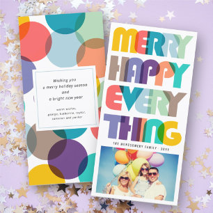 Cartes Pour Fêtes Annuelles Joyeux Joyeux Tout Colorful Typographie Photo