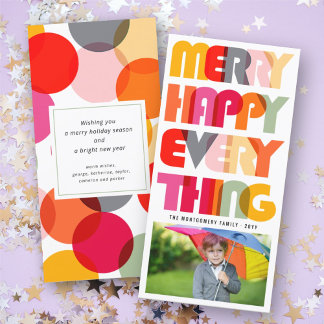 Cartes Pour Fêtes Annuelles Joyeux Joyeux Tout Colorful Typographie Photo