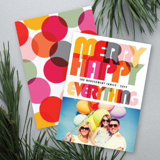 Cartes Pour Fêtes Annuelles Joyeux Joyeux Tout Colorful Typographie Photo