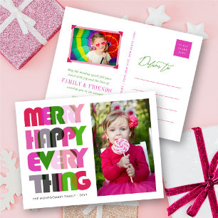 Cartes Pour Fêtes Annuelles Joyeux Joyeux Tout Colorful Typographie Photo