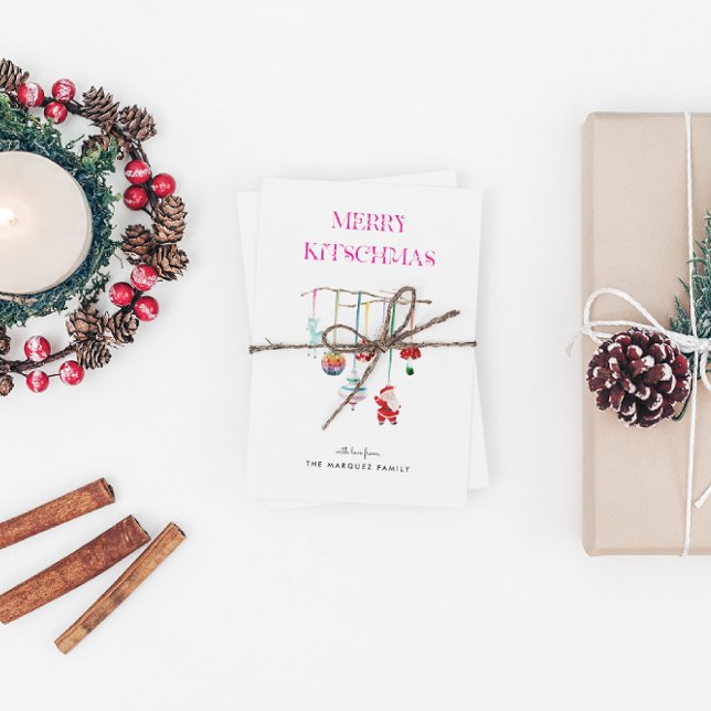 Cartes Pour Fêtes Annuelles Joyeux Kitschmas Retro Ornement Vacances Famille (Créateur téléchargé)