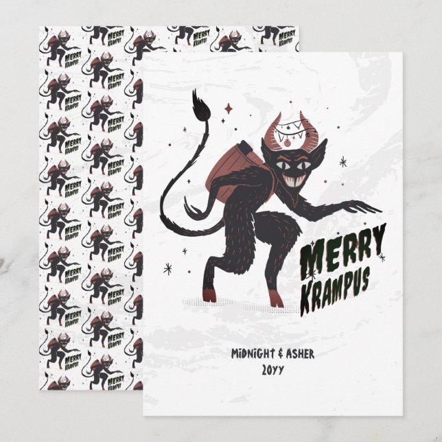 Cartes Pour Fêtes Annuelles Joyeux Krampus Artisanat Levé à la main Noël (Devant / Derrière)