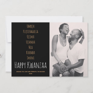 Cartes Pour Fêtes Annuelles Joyeux Kwanzaa Noir Brown Blanc Principes Photo