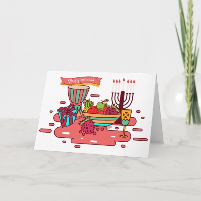 Cartes Pour Fêtes Annuelles joyeux kwanzaa rose (Devant)