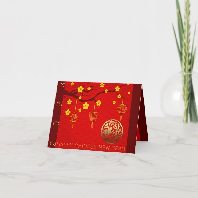 Cartes Pour Fêtes Annuelles Joyeux lapin chinois Nouvel An 2023 Blossoms HGC (Devant)